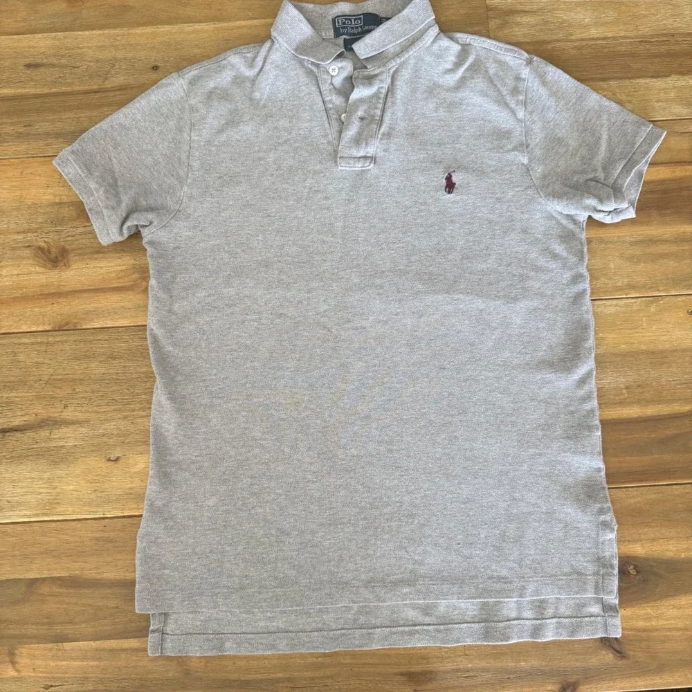 Polo Ralph Lauren Custom Fit Mens Gray Short Sleeve Polo Shirt Pony M/M‎